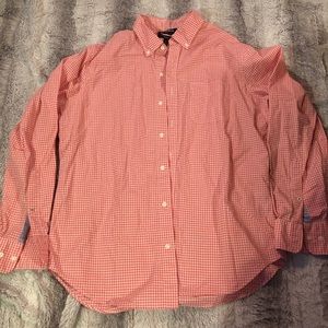 Bobobos red button down dress/casual long sleeve shirt, men’s L